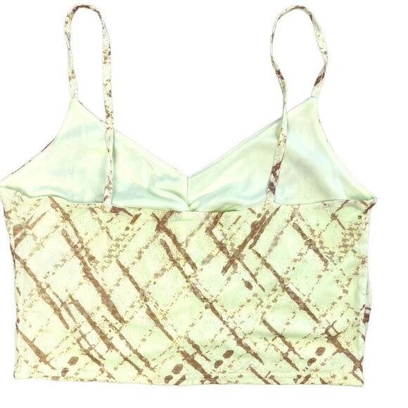 Bp Nordstrom Women's Yellow And Brown Abstract Ruched Crop Cami Size Medium NWT - Picture 3 of 9